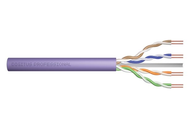 CAT 6 U-UTP installation cable, raw Length 500m, Drum, LSOH, AWG23, Simplex Color purple