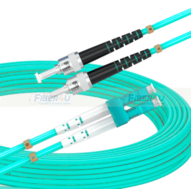 Câble Fibre Optique Duplex LC/ST OM3 15m - Multimode 50/125µm, Zip Cord, Avec Protocole De Test