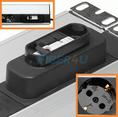 PDU Rack Priz – 9xSchuko Anahtarlı - 2U resmi